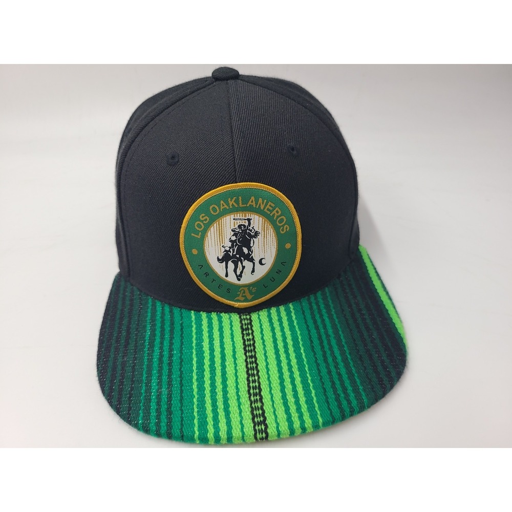 Los Oaklaneros A's Pit Bull Snapback Hat Cap Wool Blend Oakland Men‎ Black Green
